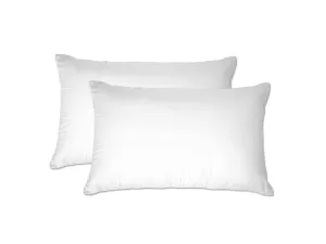 2 Pack Premium White Goose Down Feather Pillows for Back and Side Sleepers, 500 TC, 100% Cotton Fabric, with Pillow Cover, Size 20x30 inch