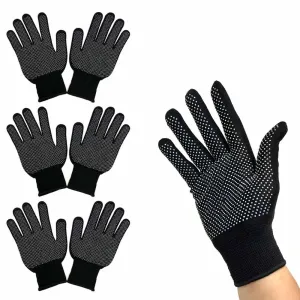 3 Pairs Work Gloves Dotted Anti Slip Knitted Stretchy Cloth Glove Moist Glove