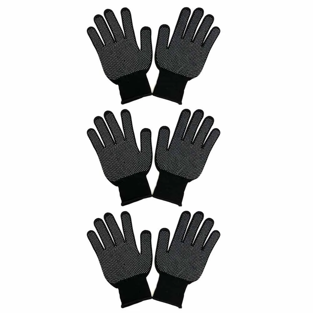 3 Pairs Work Gloves Dotted Anti Slip Knitted Stretchy Cloth Glove Moist Glove