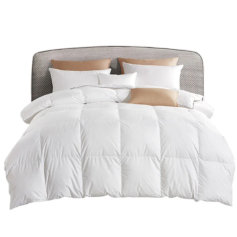 700GSM Goose Down Feather Quilt Single, Cotton Cover - Giselle Bedding