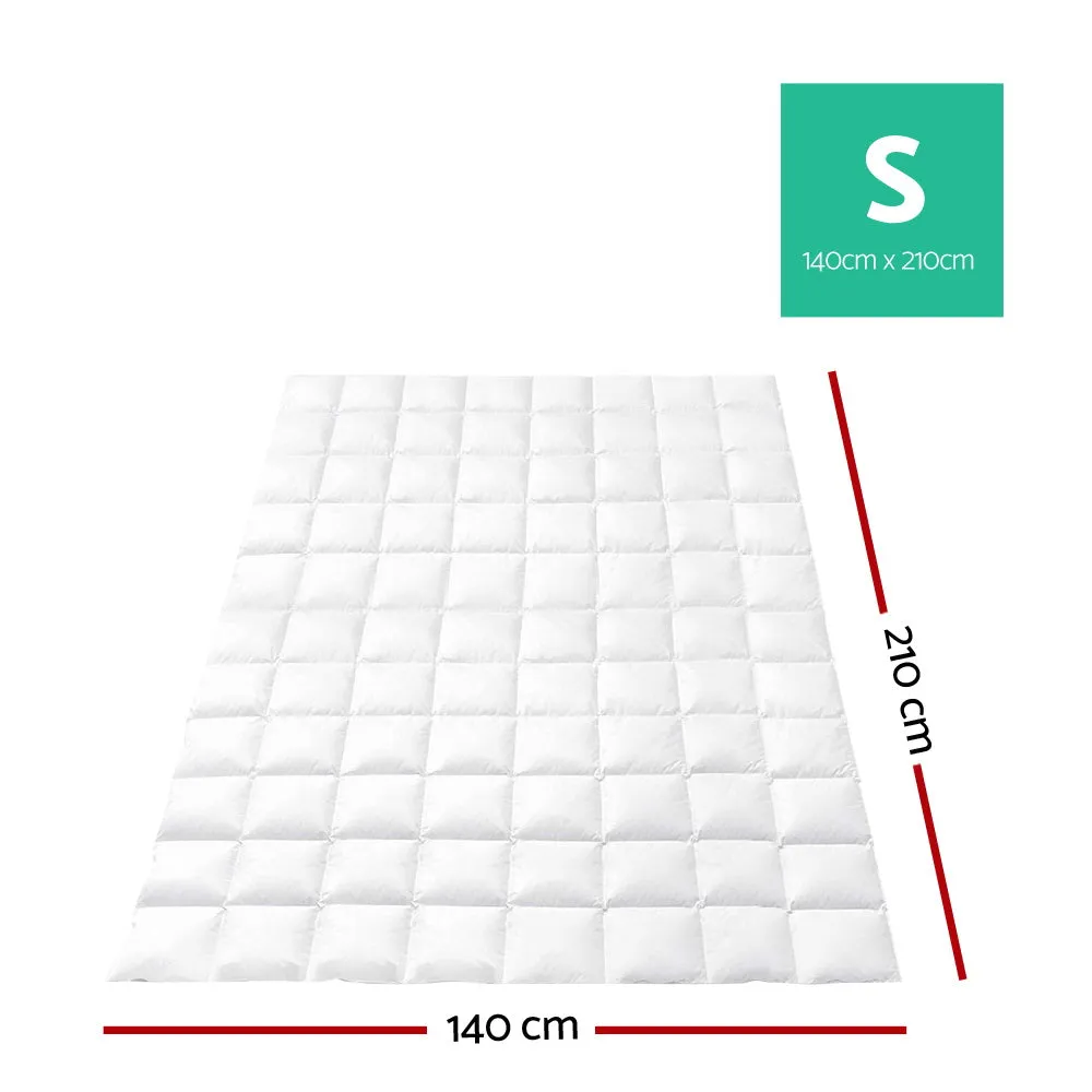 700GSM Goose Down Feather Quilt Single, Cotton Cover - Giselle Bedding