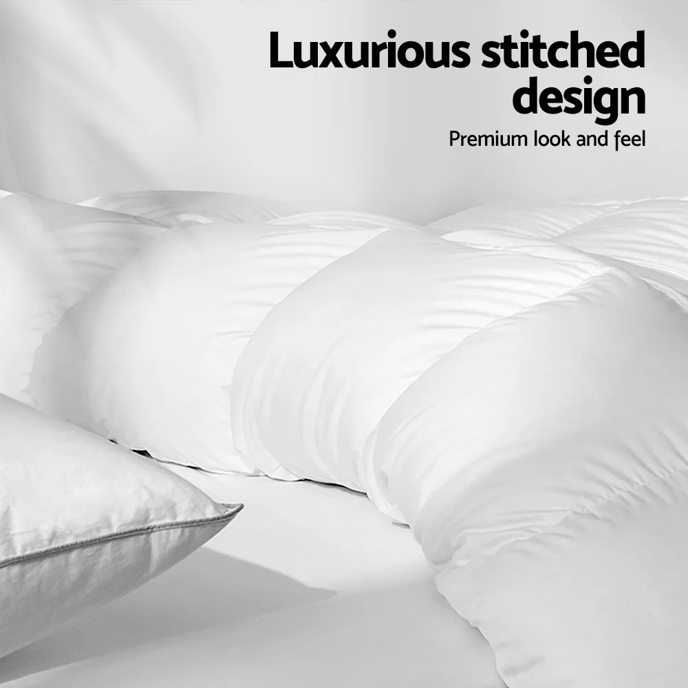 800GSM Goose Down Feather Quilt, Cotton Cover, Super King - Giselle Bedding