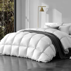 800GSM Goose Down Feather Quilt, Cotton Cover, Super King - Giselle Bedding