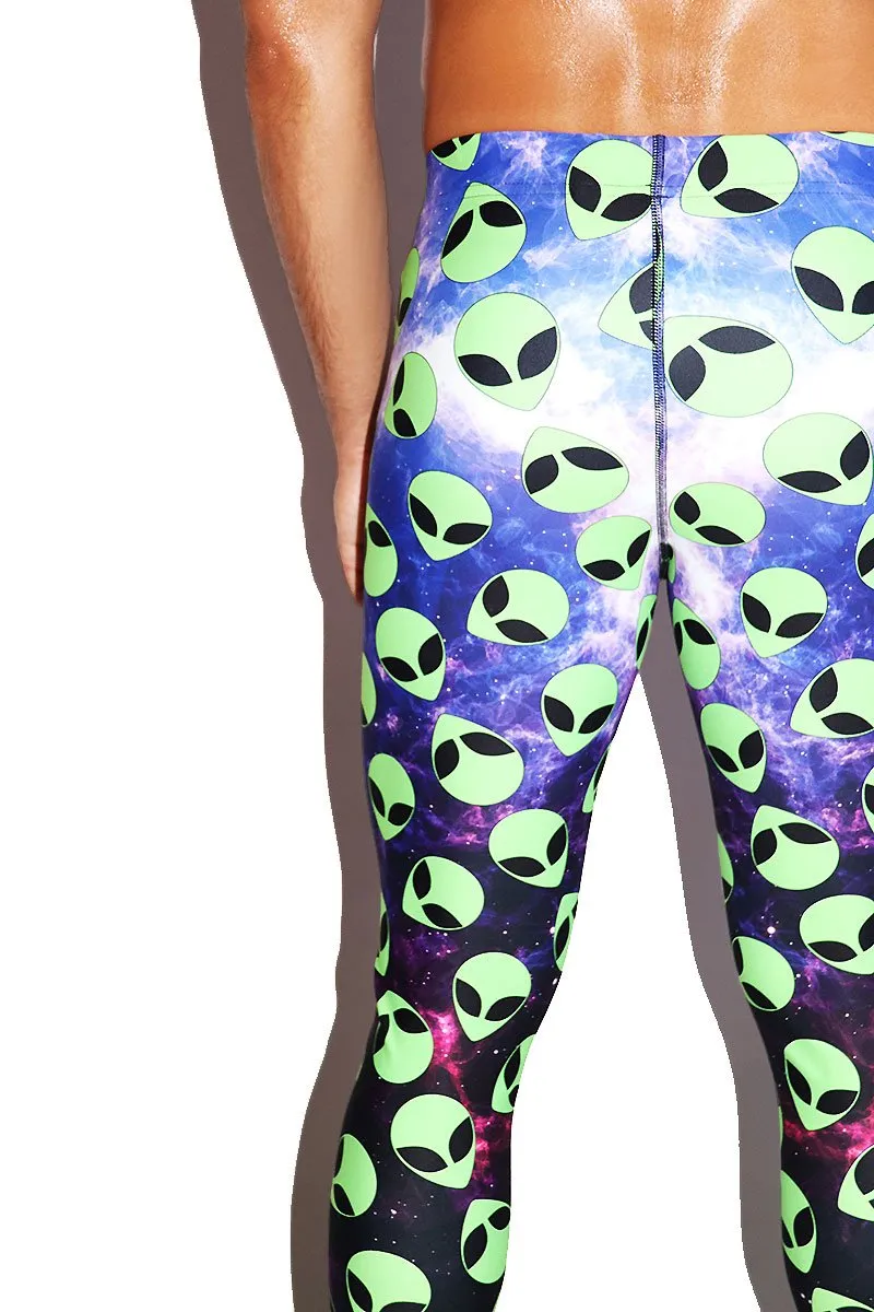 Alien Vibes All Over Leggings Tights- Green