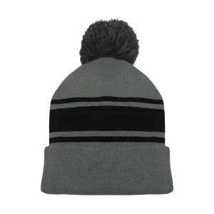 Athletic Knit (AK) A1830A-930 Adult Heather Charcoal Grey/Black Hockey Toque/Beanie