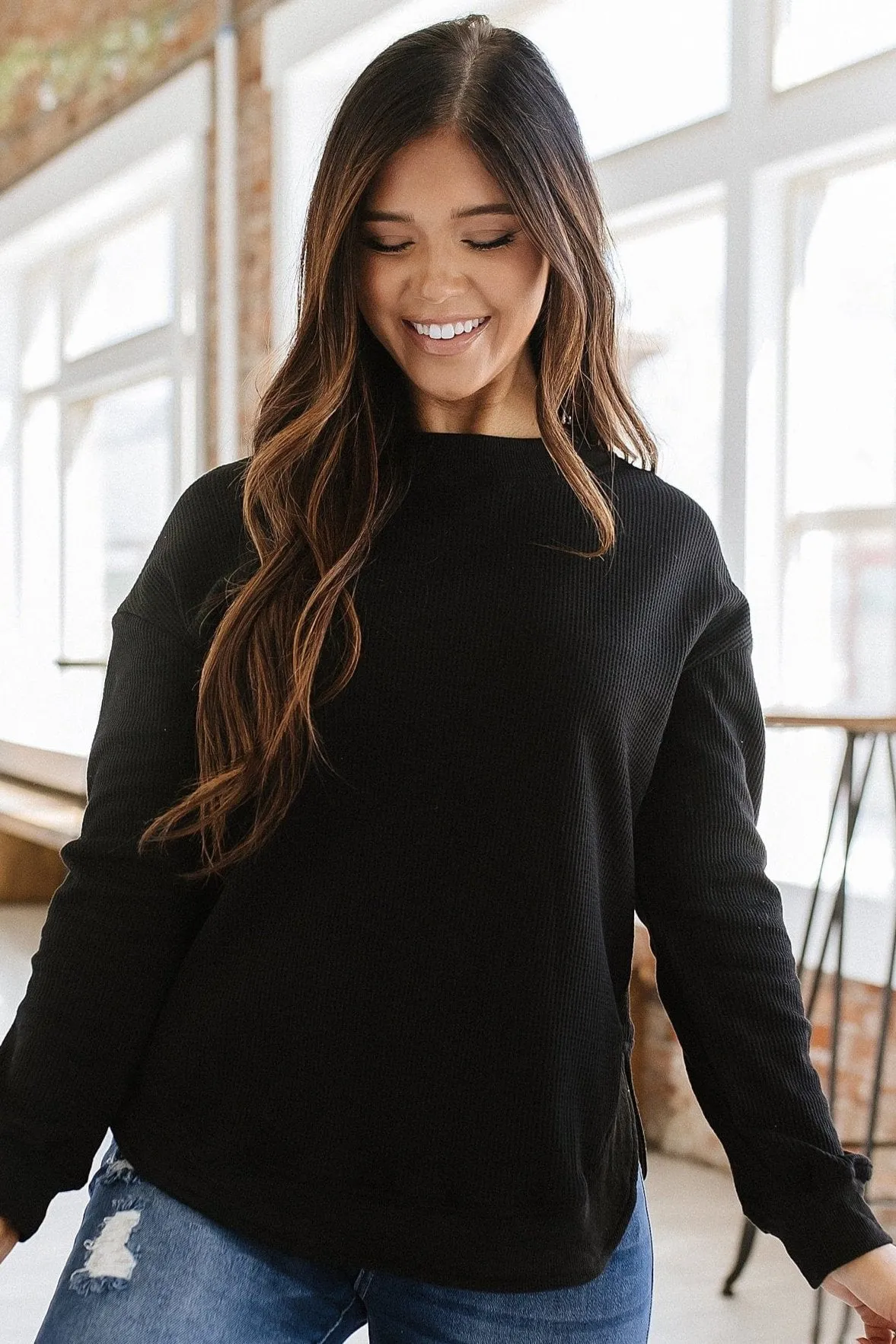 Belen Waffle Knit Long Sleeve Top | S-2XL | PRE ORDER