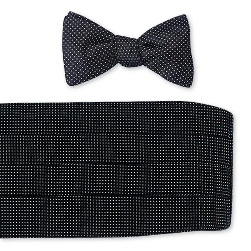 Black Runnymede Pin Dots Cummerbund Set - CB4947