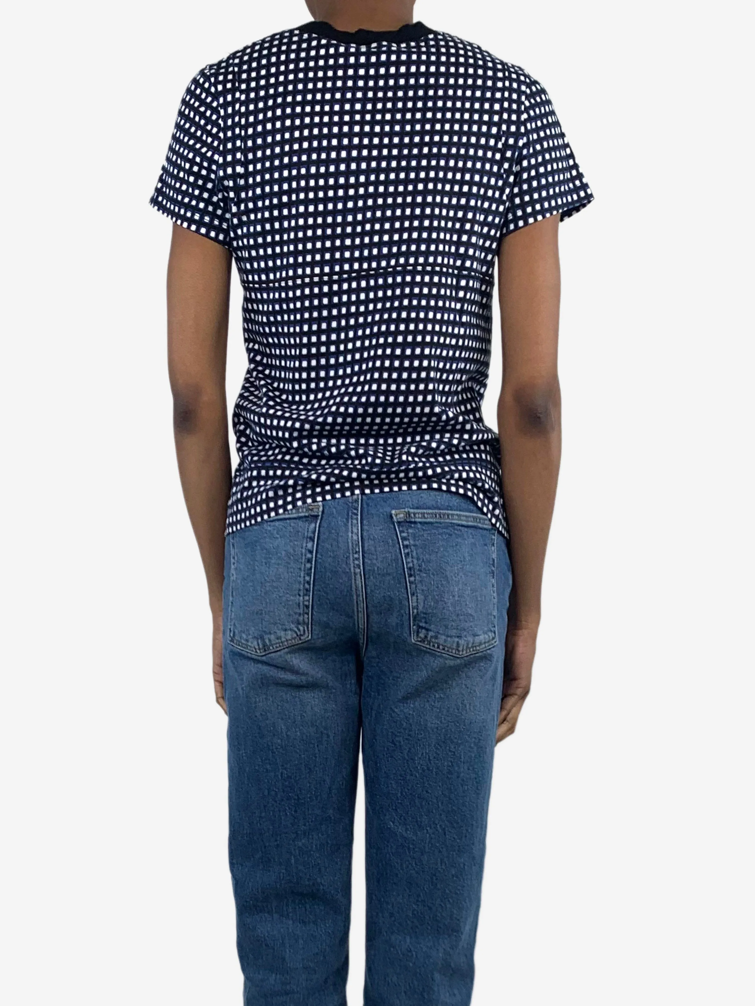 Blue checkered t-shirt - size UK 6