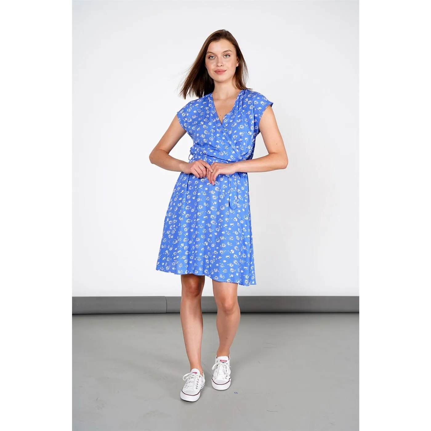 Blue Floral Double Breasted Dress