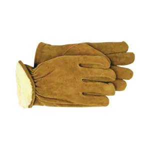 BOSS 4176M Driver Gloves, Men's, M, Keystone Thumb, Open, Shirred Elastic Back Cuff, Cowhide Leather, Brown