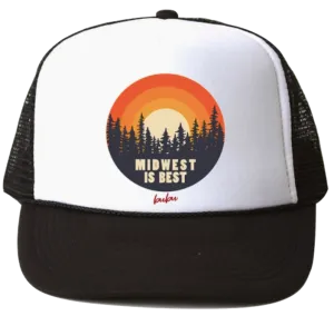 Bubu - Baby/Toddler/Kids Trucker Hats - Midwest is Best in Black/White
