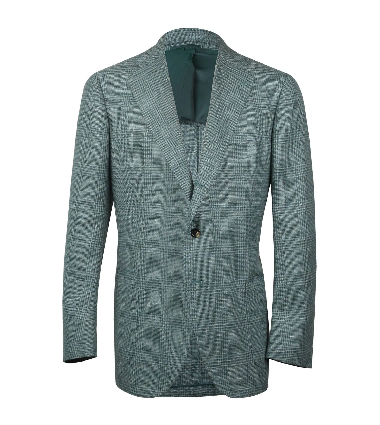 CESARE ATTOLINI Wool Silk Linen Tonal Plaid Jacket