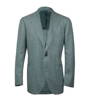CESARE ATTOLINI Wool Silk Linen Tonal Plaid Jacket
