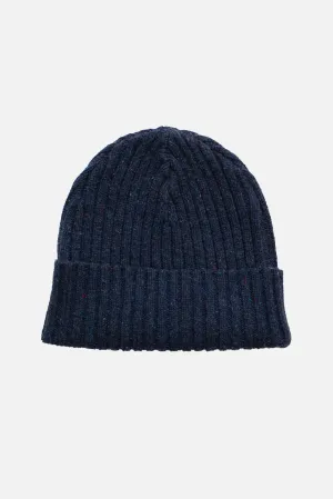 Chunky Ribbed Beanie / Navy Donegal