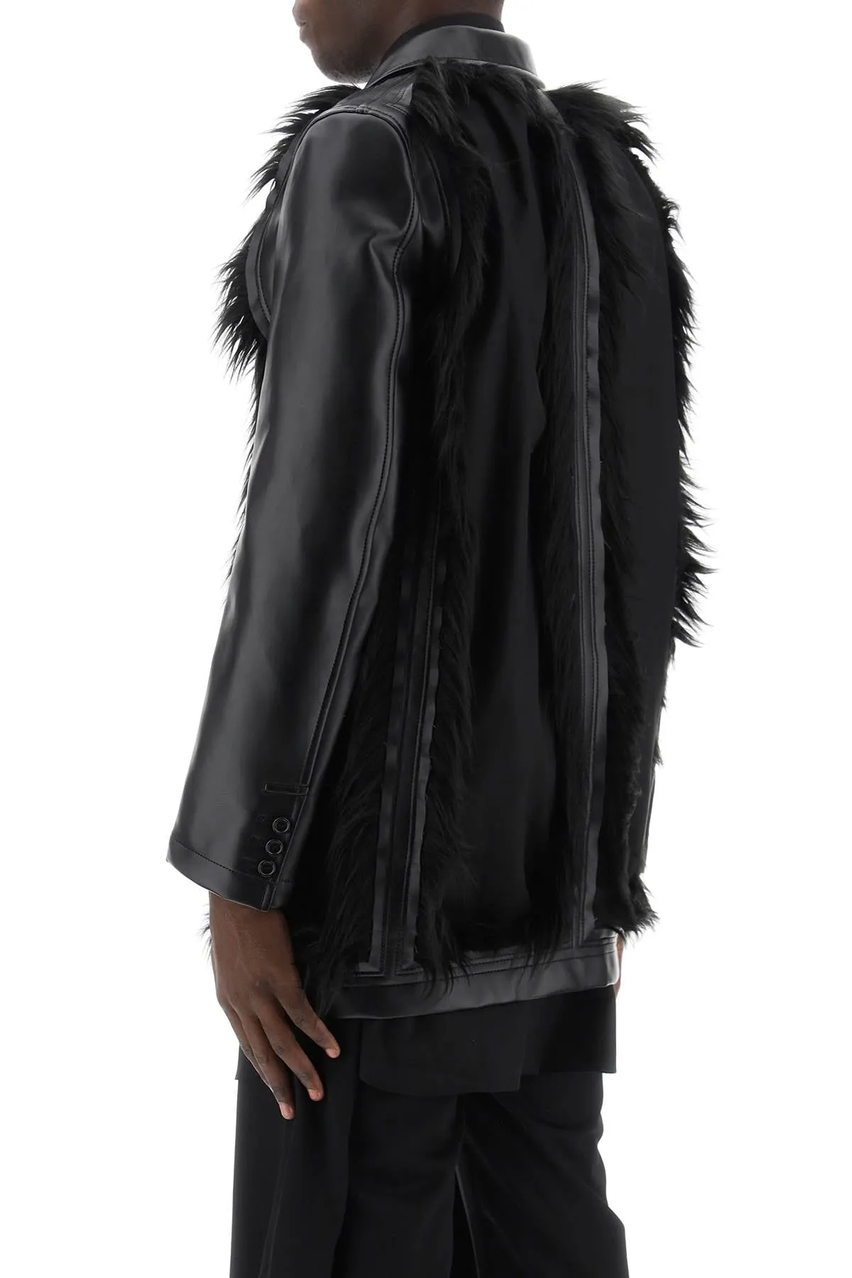 Comme Des Garcons Homme Plus Faux Leather Destroyed Balzer With Eco-Fur Trims