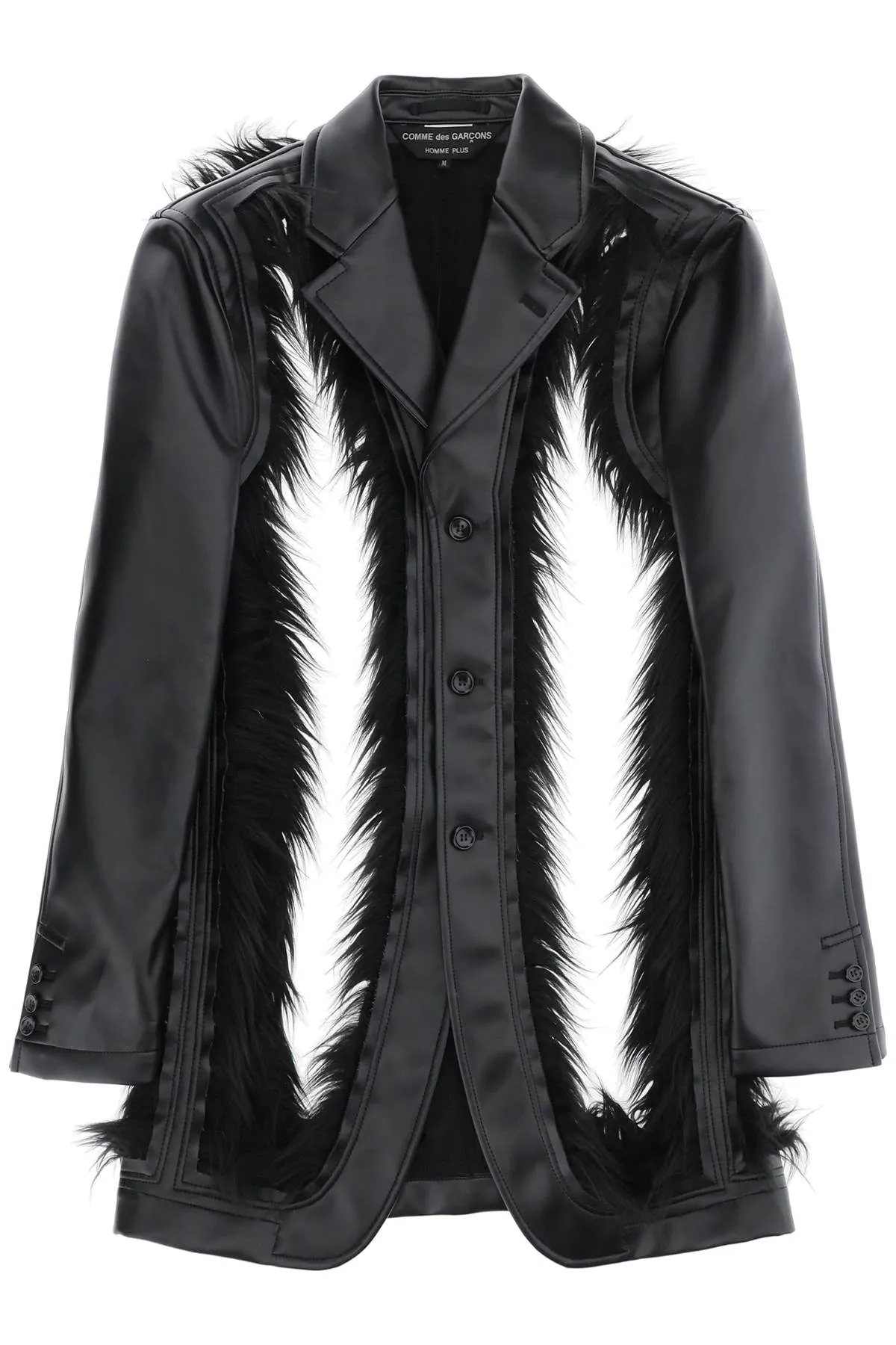 Comme Des Garcons Homme Plus Faux Leather Destroyed Balzer With Eco-Fur Trims