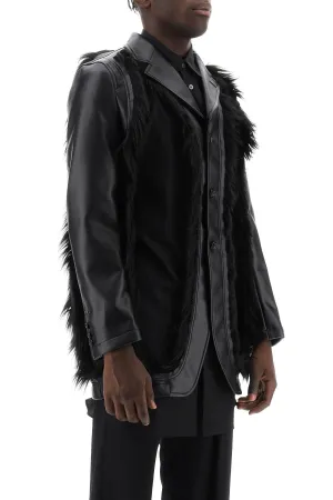 Comme Des Garcons Homme Plus Faux Leather Destroyed Balzer With Eco-Fur Trims