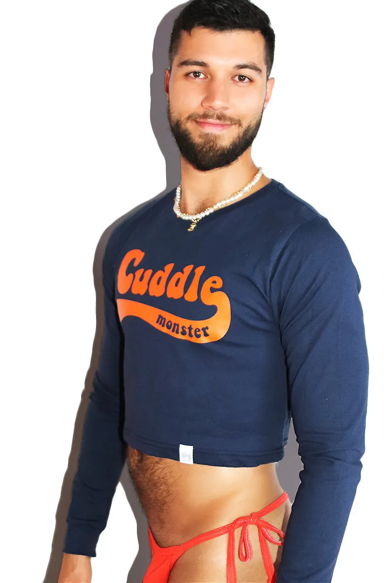 Cuddle Monster Long Sleeve Crop- Navy