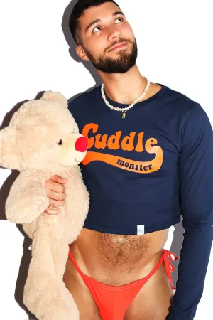 Cuddle Monster Long Sleeve Crop- Navy