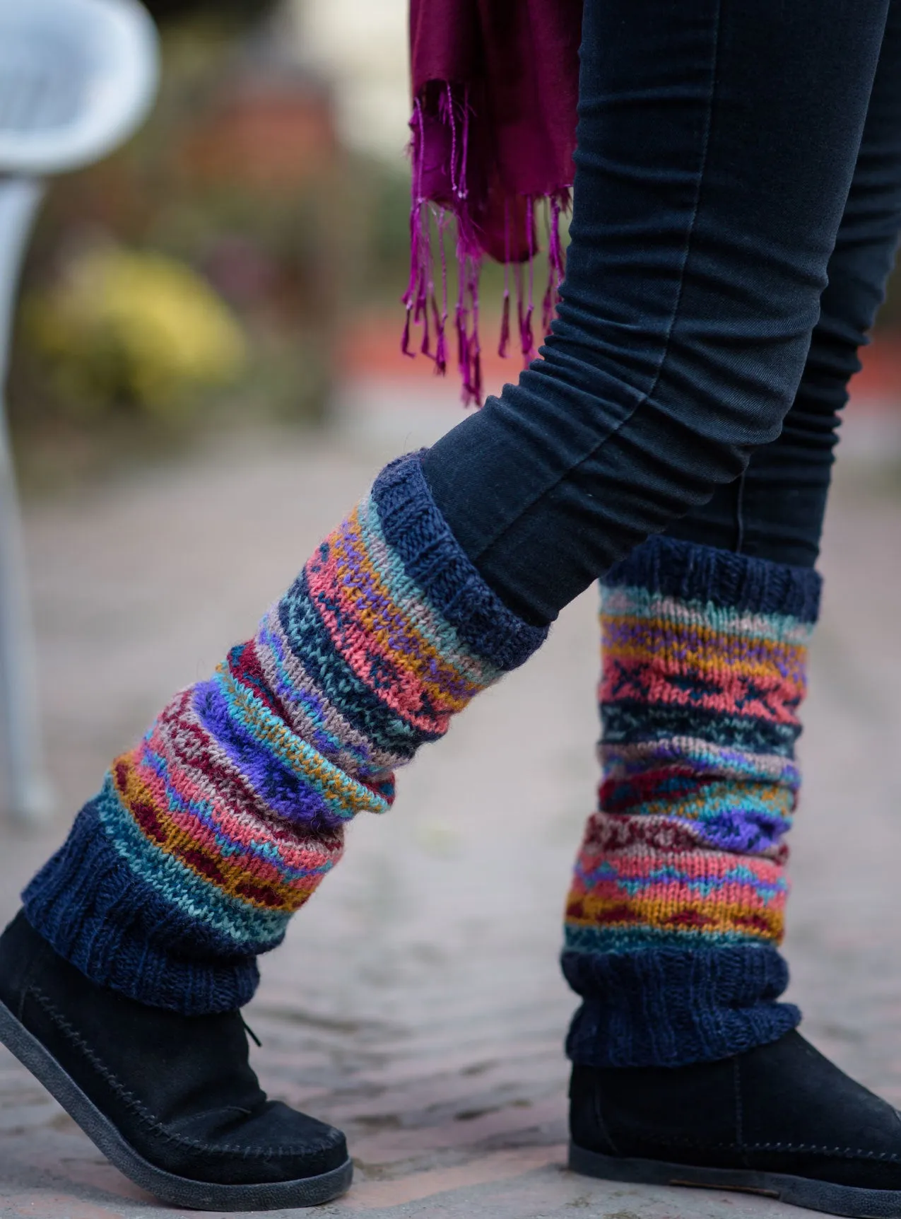 Dark Blue Mix Pure Wool Legwarmers