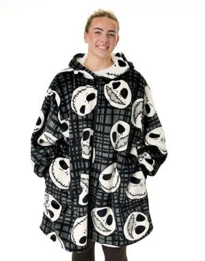 Disney Jack Skellington Adults Black Zip Through Blanket Hoodie