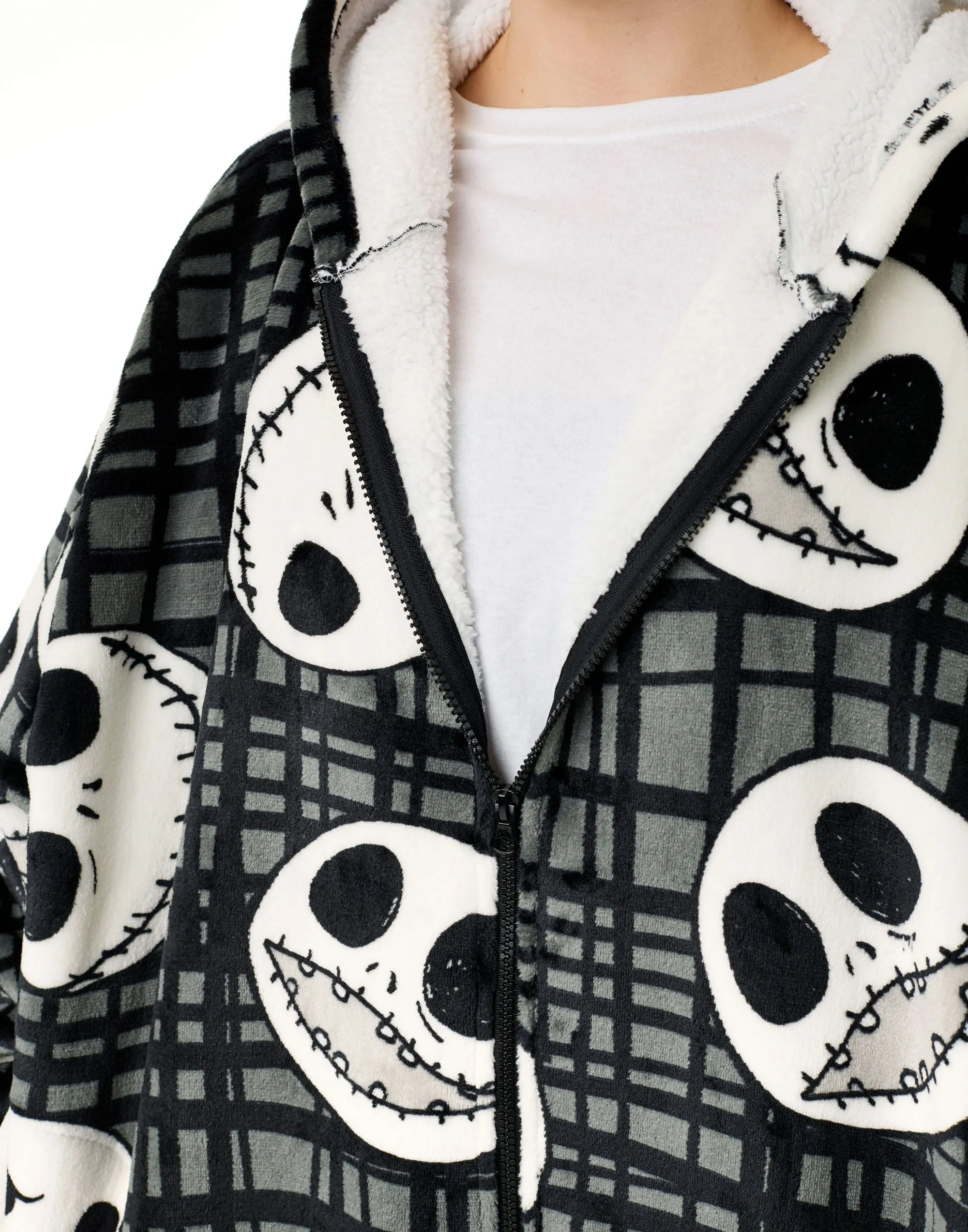Disney Jack Skellington Adults Black Zip Through Blanket Hoodie