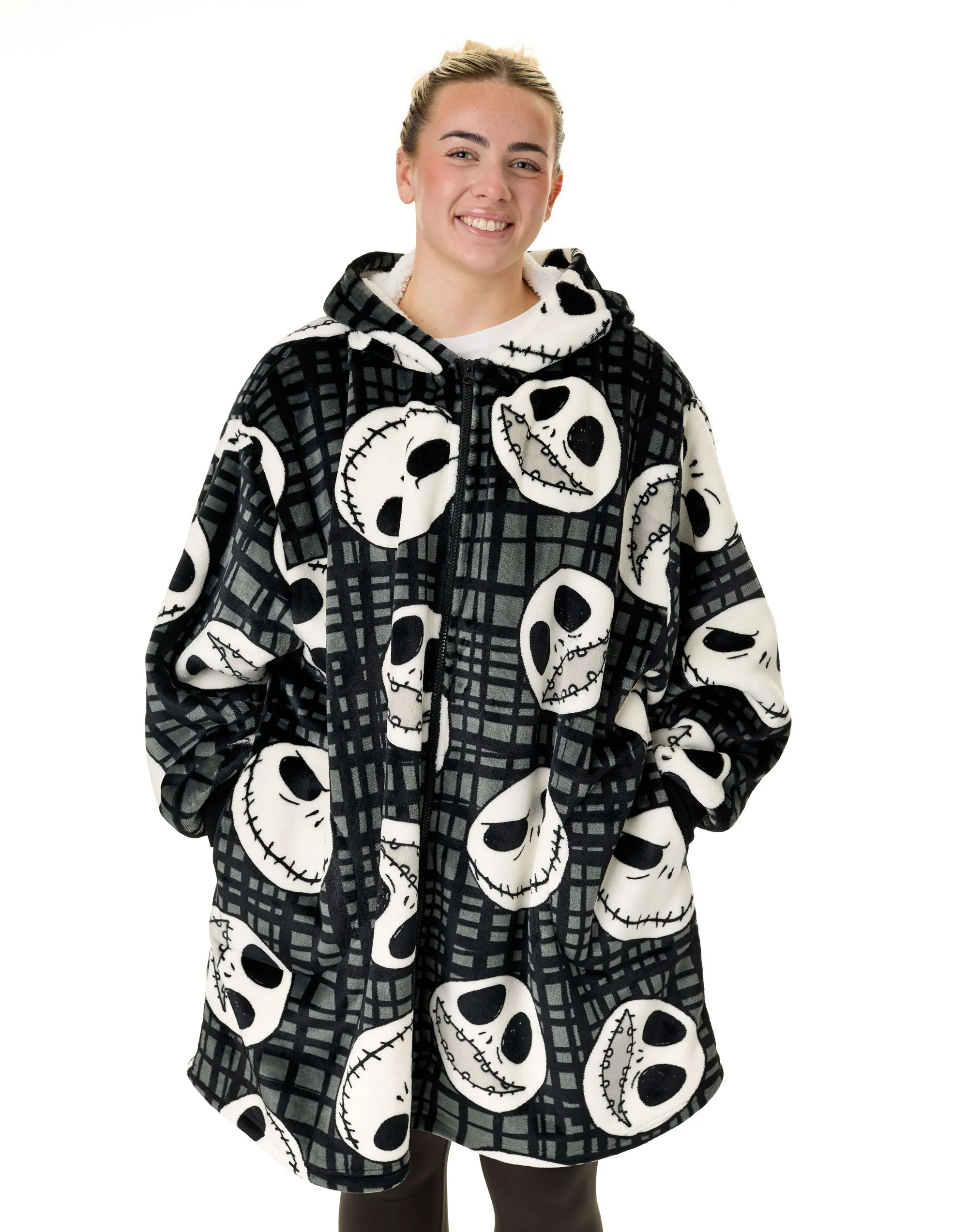 Disney Jack Skellington Adults Black Zip Through Blanket Hoodie