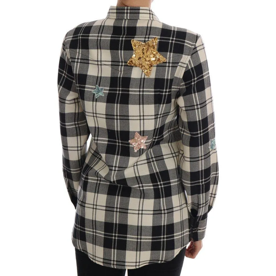 Dolce & Gabbana Enchanted Sequin Checkered Wool Shirt