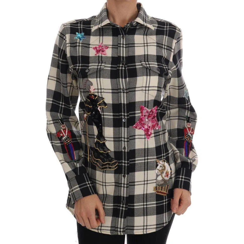 Dolce & Gabbana Enchanted Sequin Checkered Wool Shirt