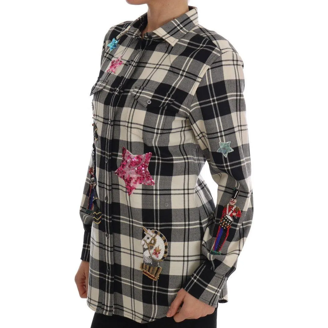 Dolce & Gabbana Enchanted Sequin Checkered Wool Shirt