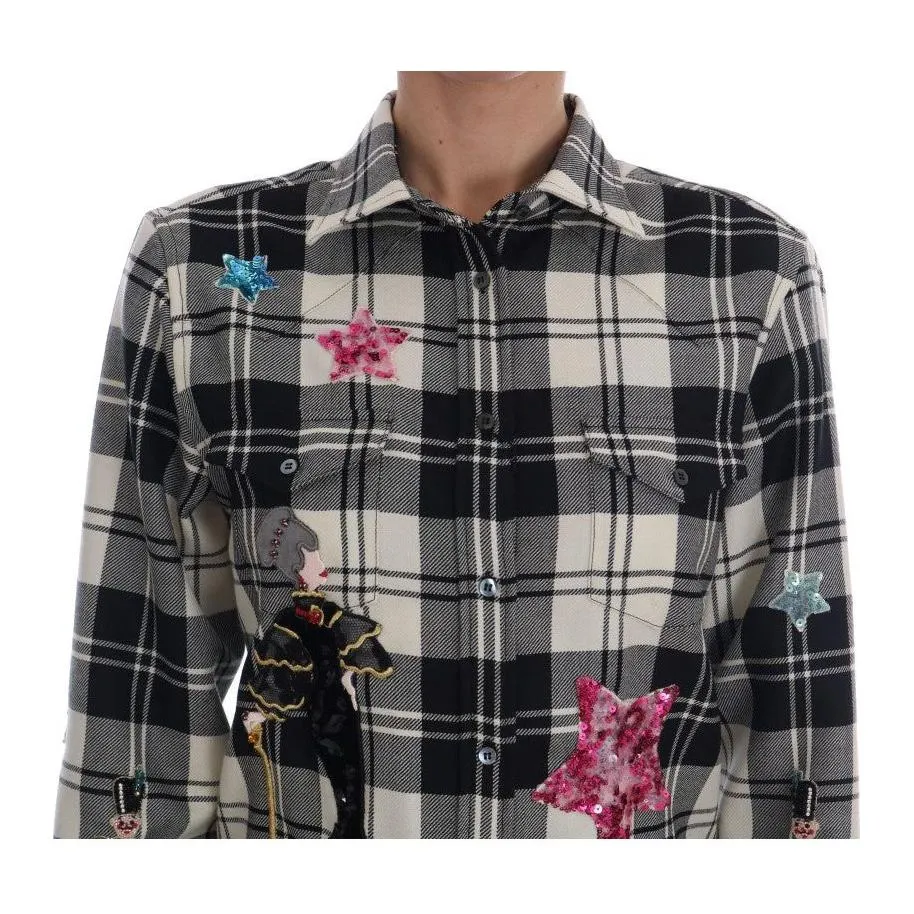 Dolce & Gabbana Enchanted Sequin Checkered Wool Shirt