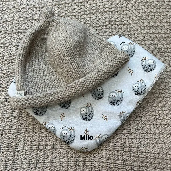 Dribble Bib and Baby Beanie Set