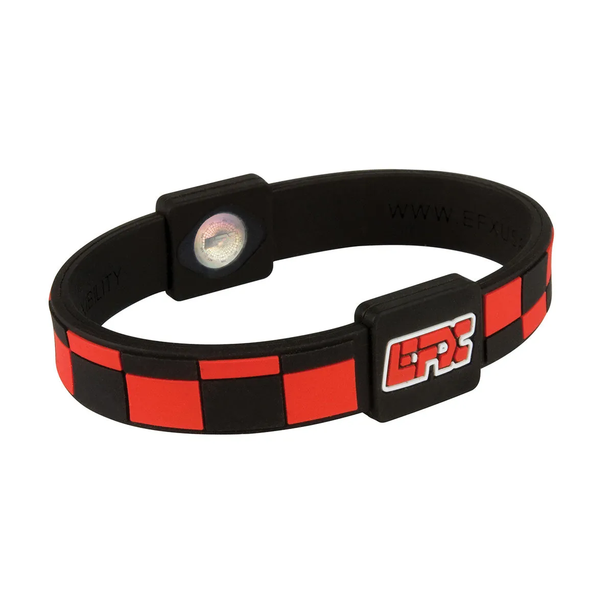 EFX Performance Sport Wristband made of 100% Pure Silicone w/2 Programmed Holograms for Increased Balance, Strength & Flexibility | See Chart for Sizing - Checkers (Black/Red) - 8 inch