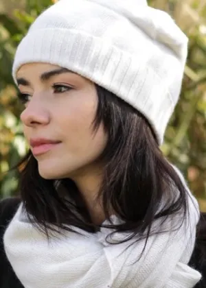 EGGSHELL Italian RIB CUFF SLOUCHY HAT