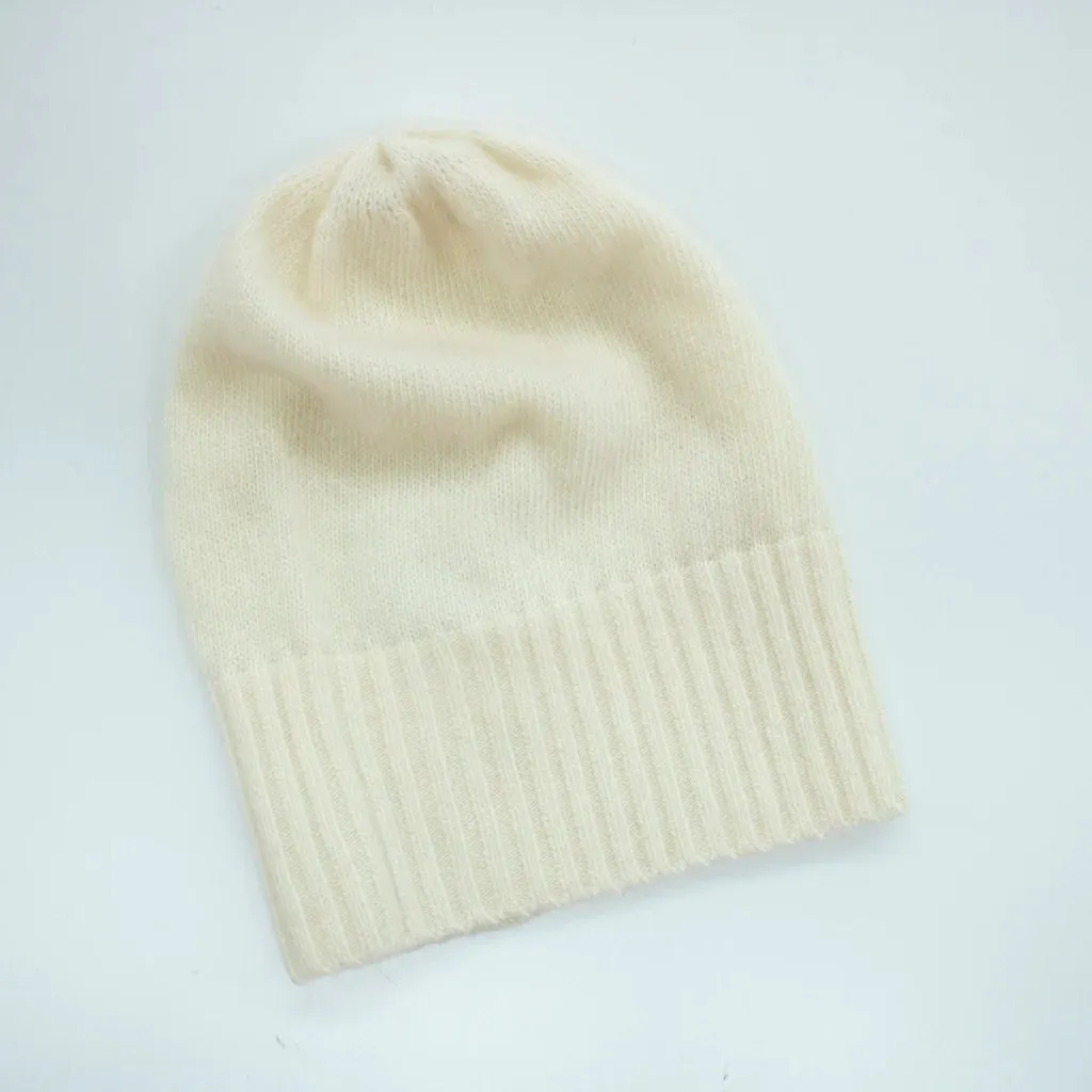 EGGSHELL Italian RIB CUFF SLOUCHY HAT