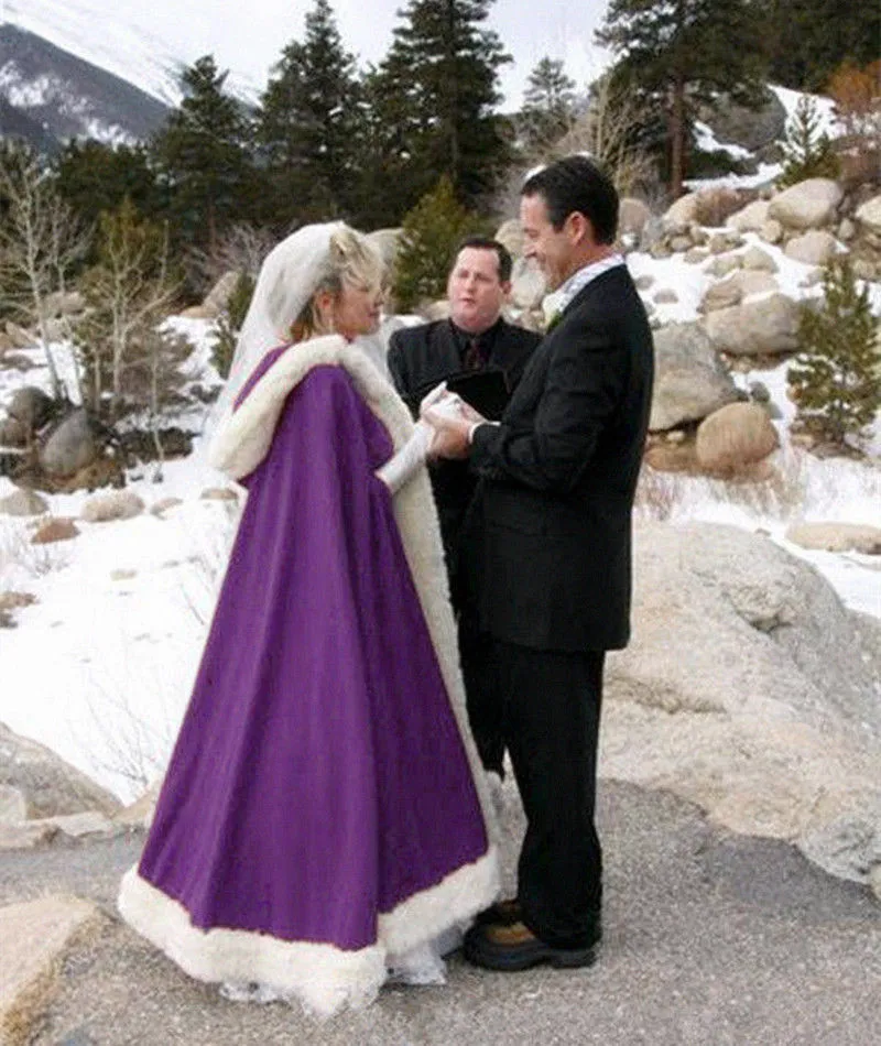 Faux Fur Bridal Wedding Cloak Hooded Coat Jacket Muff Hand Warmer