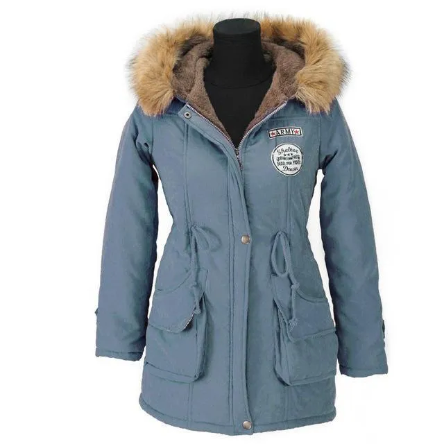Faux Fur Hooded Winter Cotton Coats