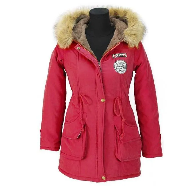 Faux Fur Hooded Winter Cotton Coats