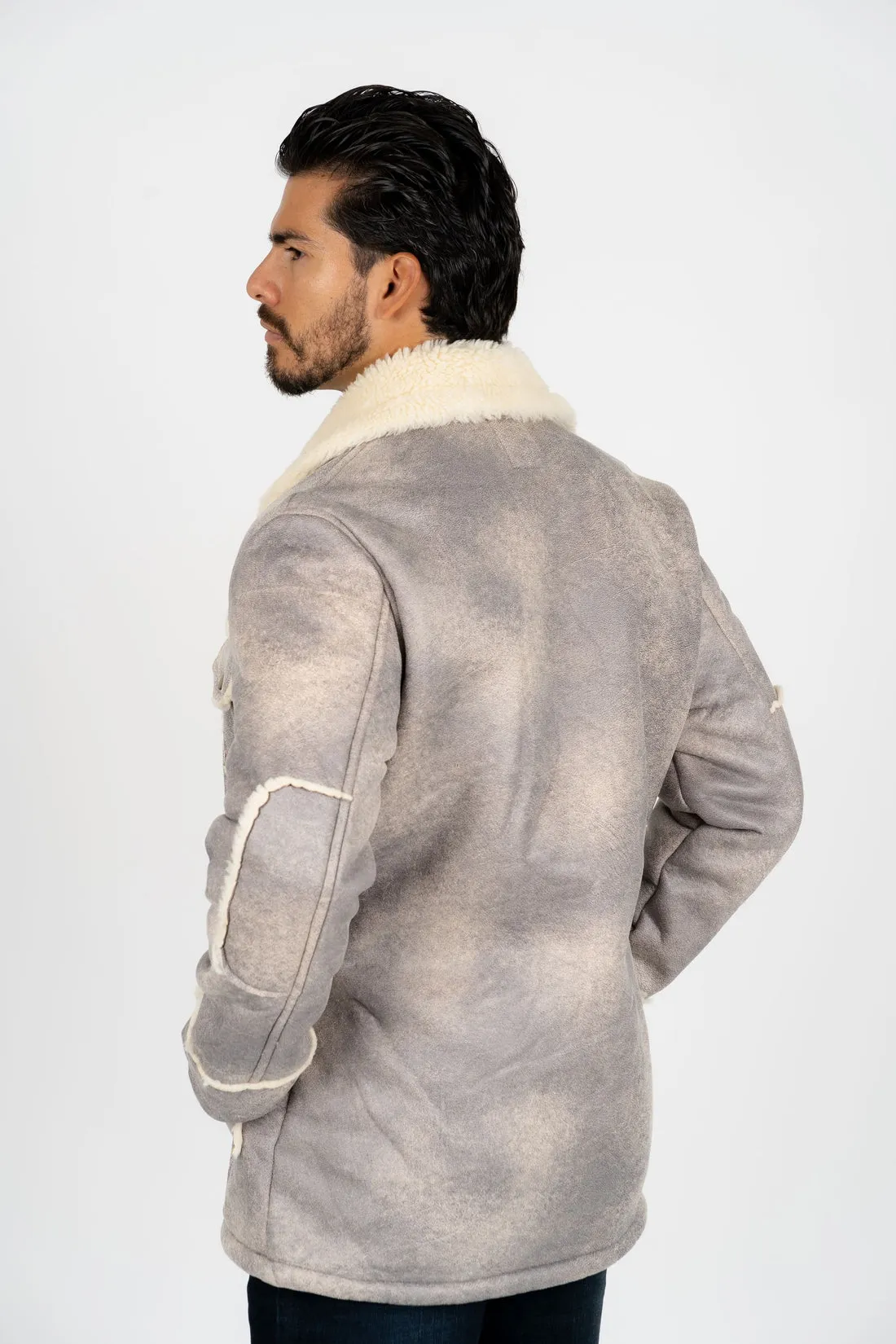 Faux Sherling Jacket Gray Beige