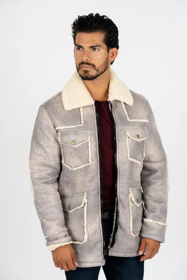 Faux Sherling Jacket Gray Beige