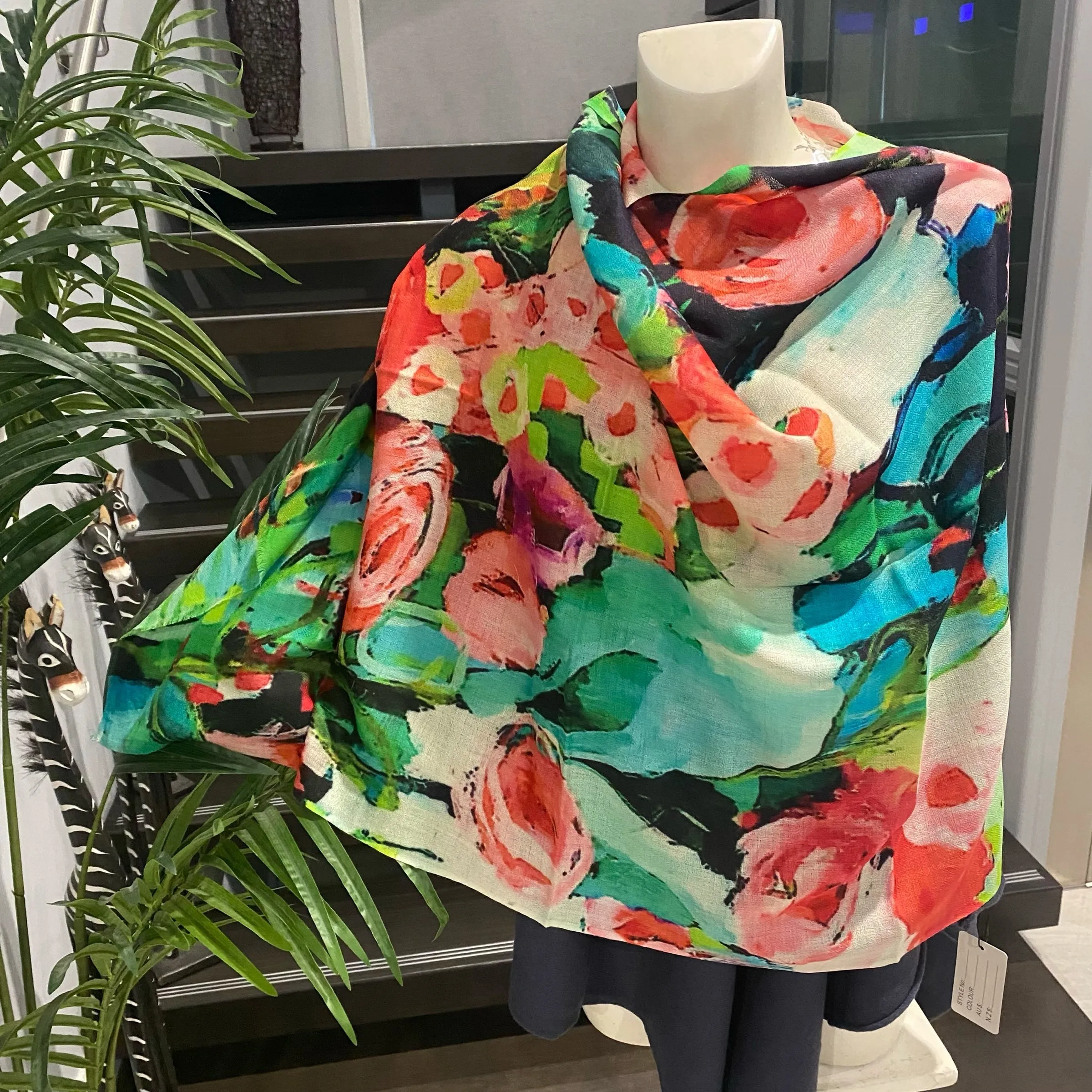 Floral 100% Cashmere Julian Scarf /Wrap
