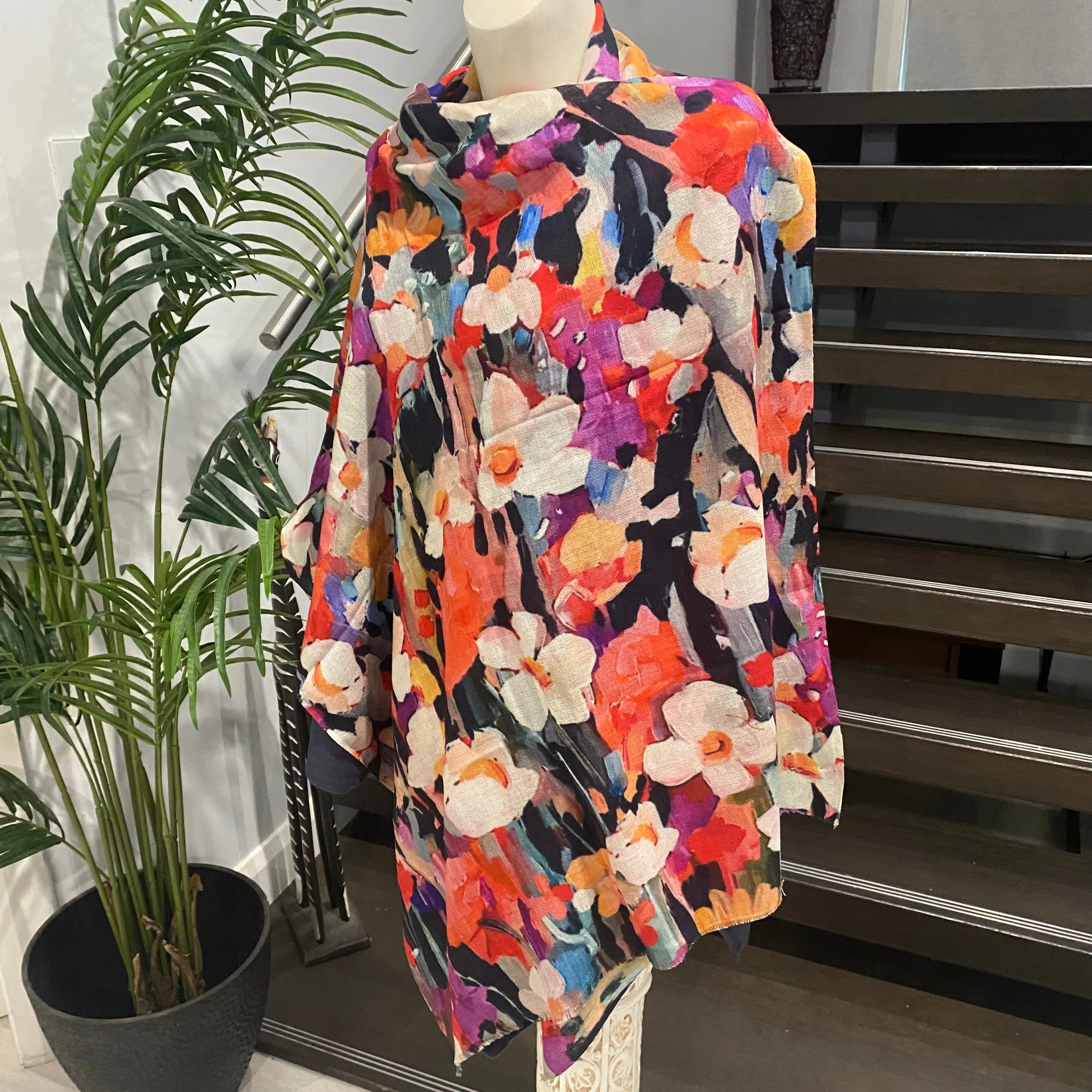 Floral 100% Cashmere Julian Scarf /Wrap