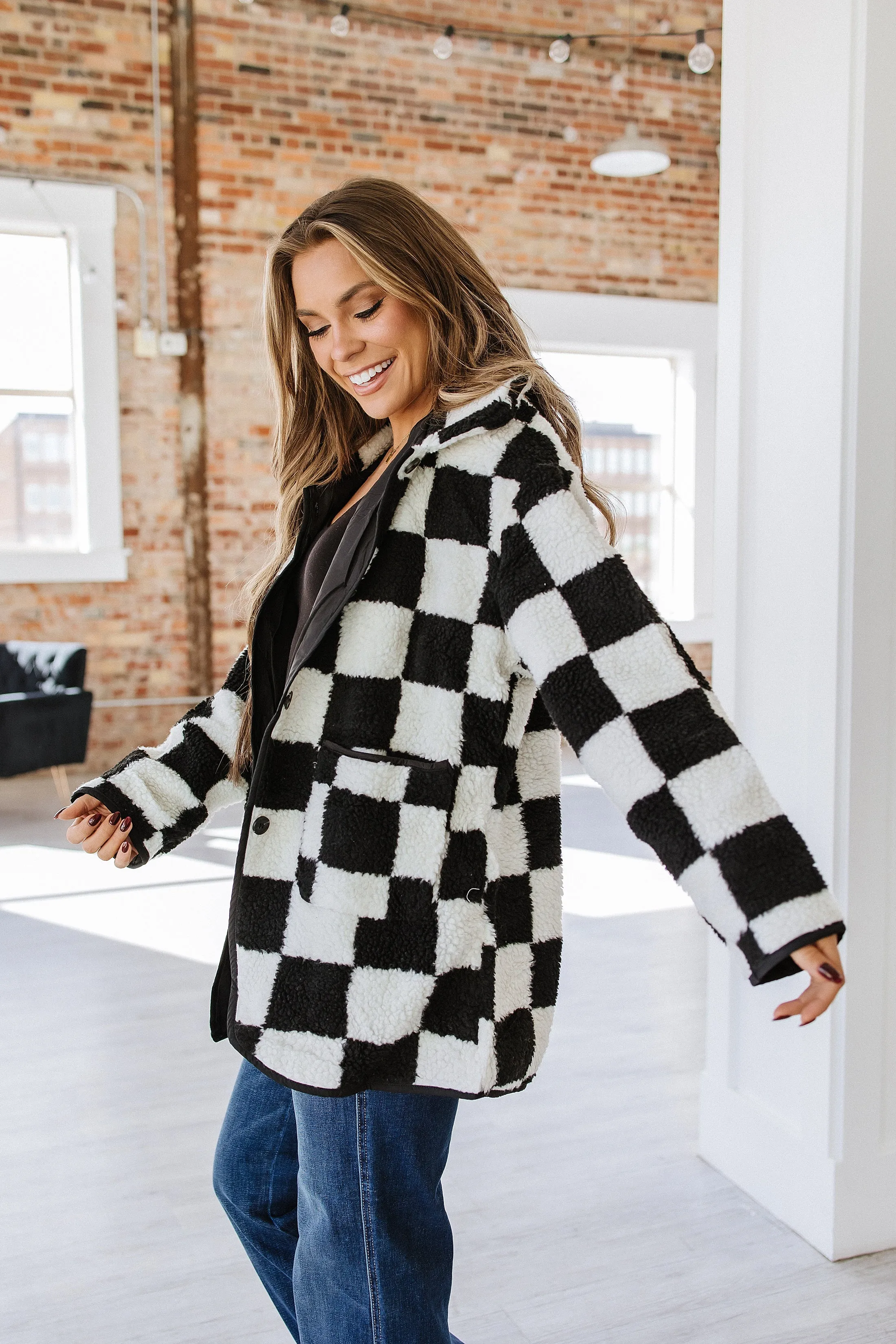 Gina Checkered Fleece Jacket | S-2XL | PRE ORDER
