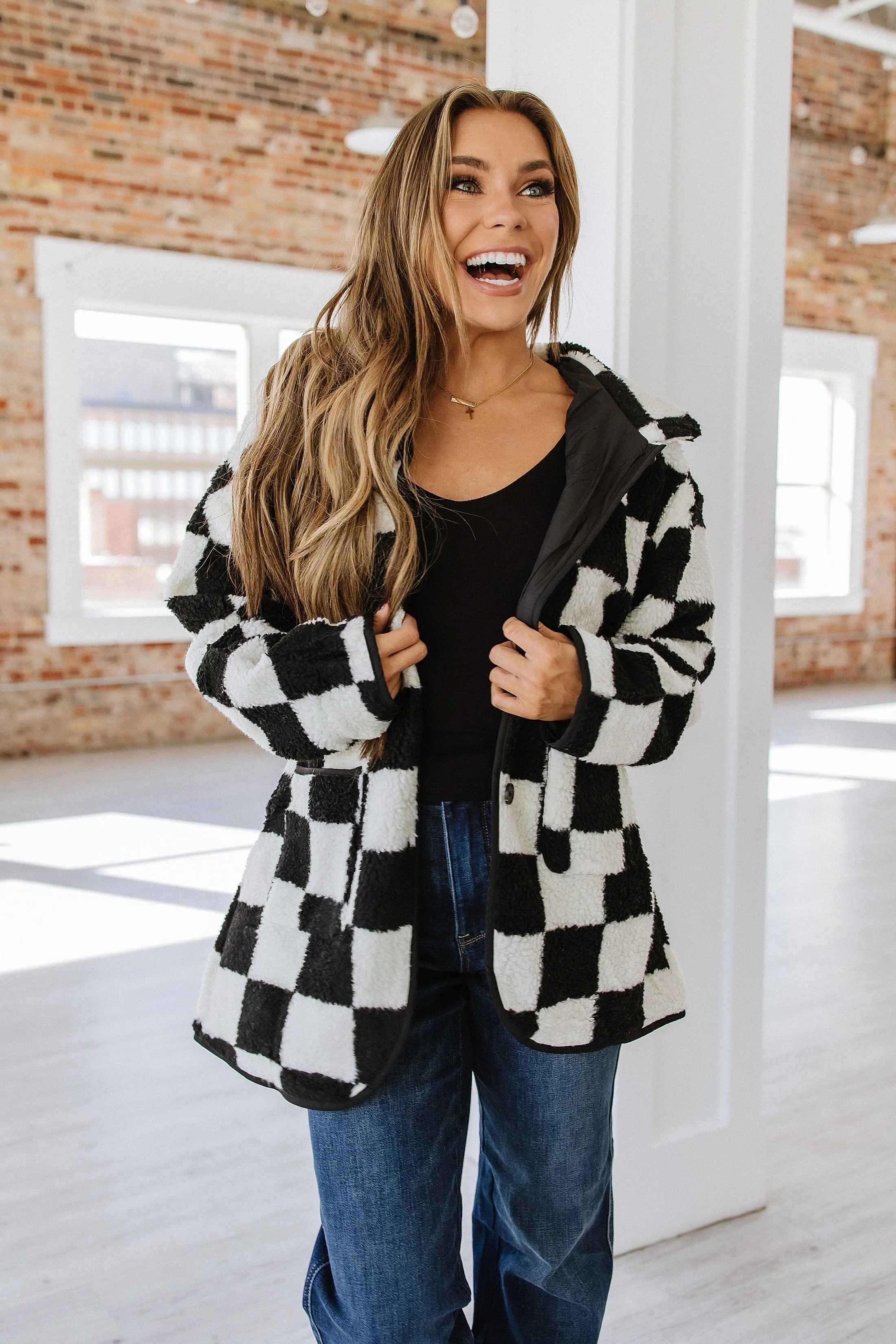 Gina Checkered Fleece Jacket | S-2XL | PRE ORDER