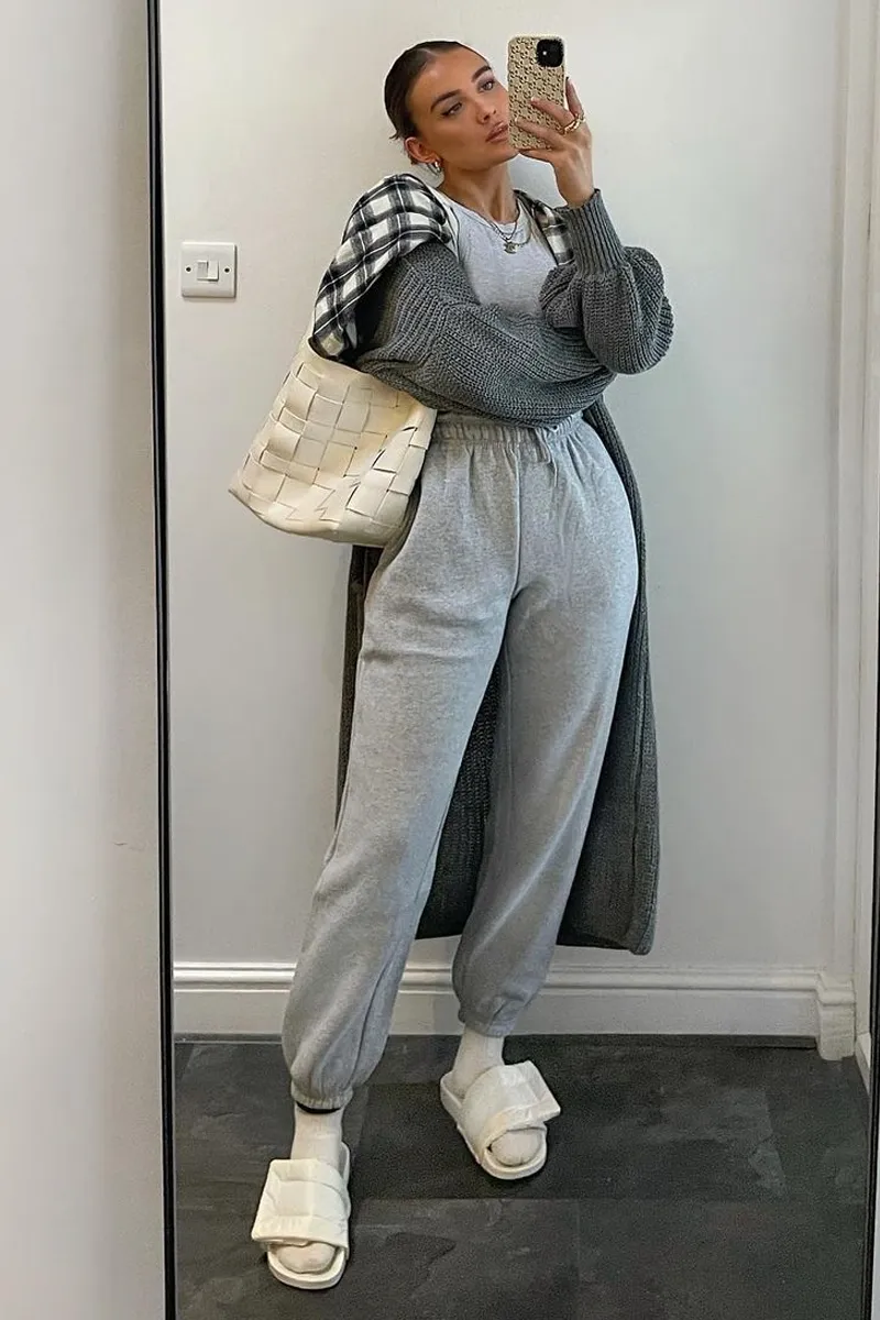 Grey Balloon Sleeve Maxi Knit Cardigan - Imara