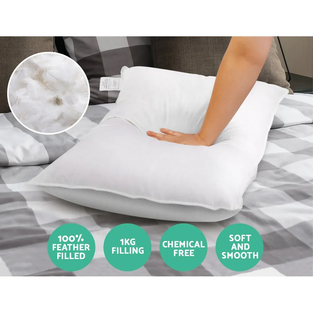 Hypo-Allergenic Goose Feather Down Pillows Twin Pack - Giselle Bedding