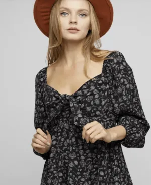 If I Loved You Tie Front Babydoll Long Sleeve Blouse