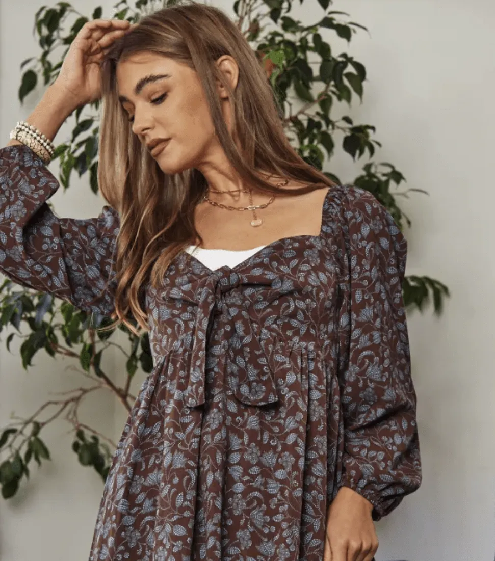 If I Loved You Tie Front Babydoll Long Sleeve Blouse
