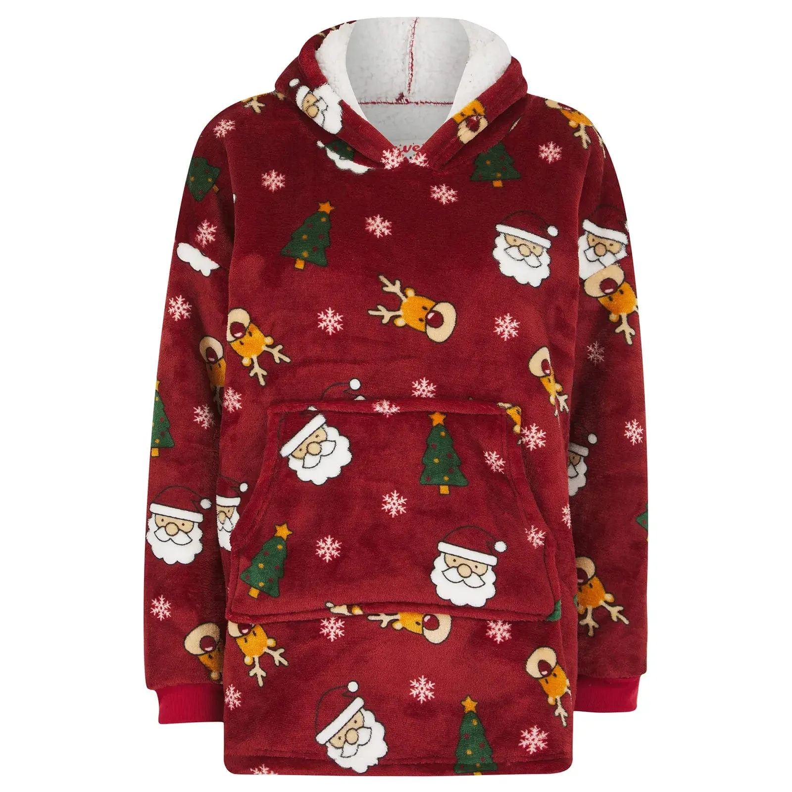 Kids Christmas Hoodie Blanket Festive Fleece Hooded Top One Size