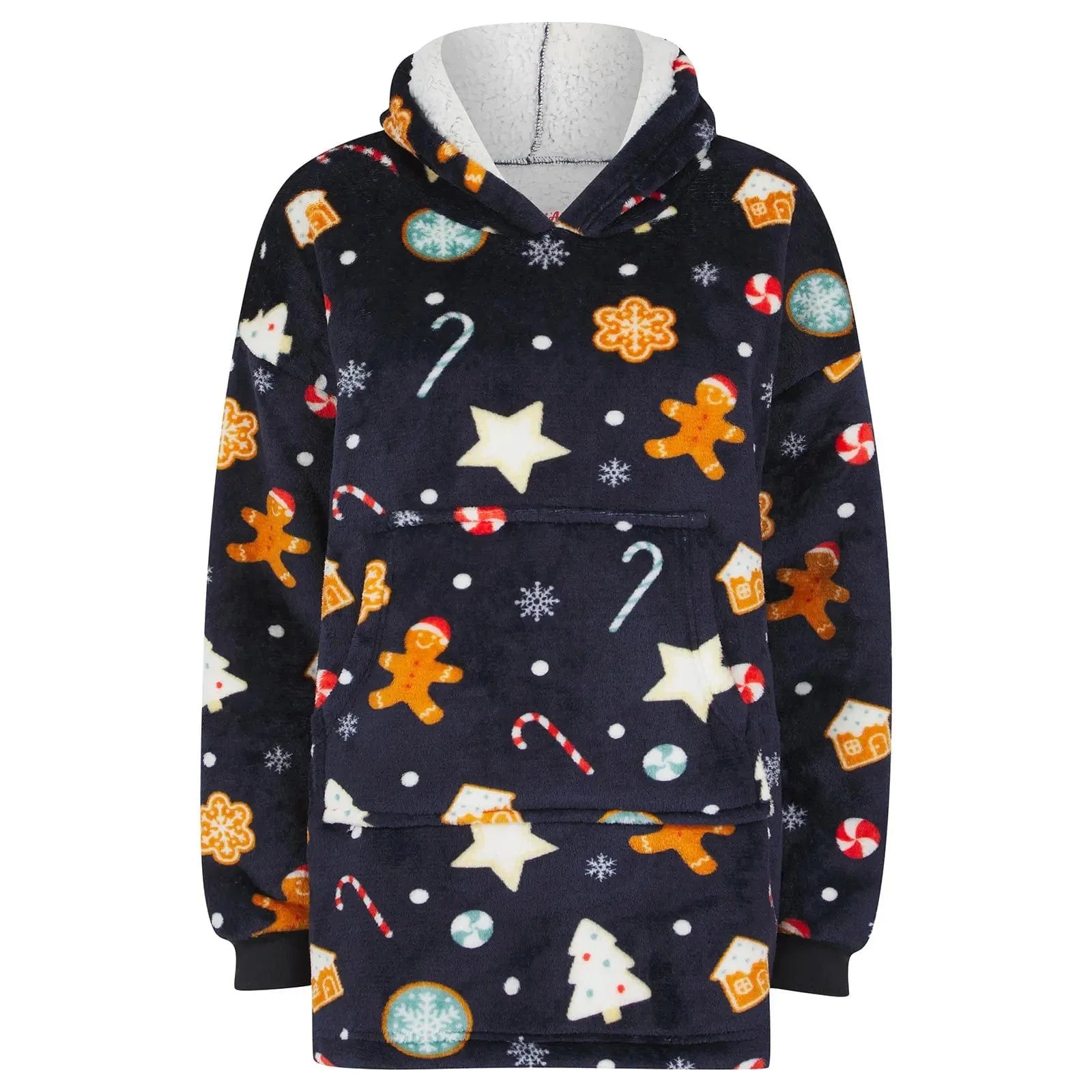 Kids Christmas Hoodie Blanket Festive Fleece Hooded Top One Size